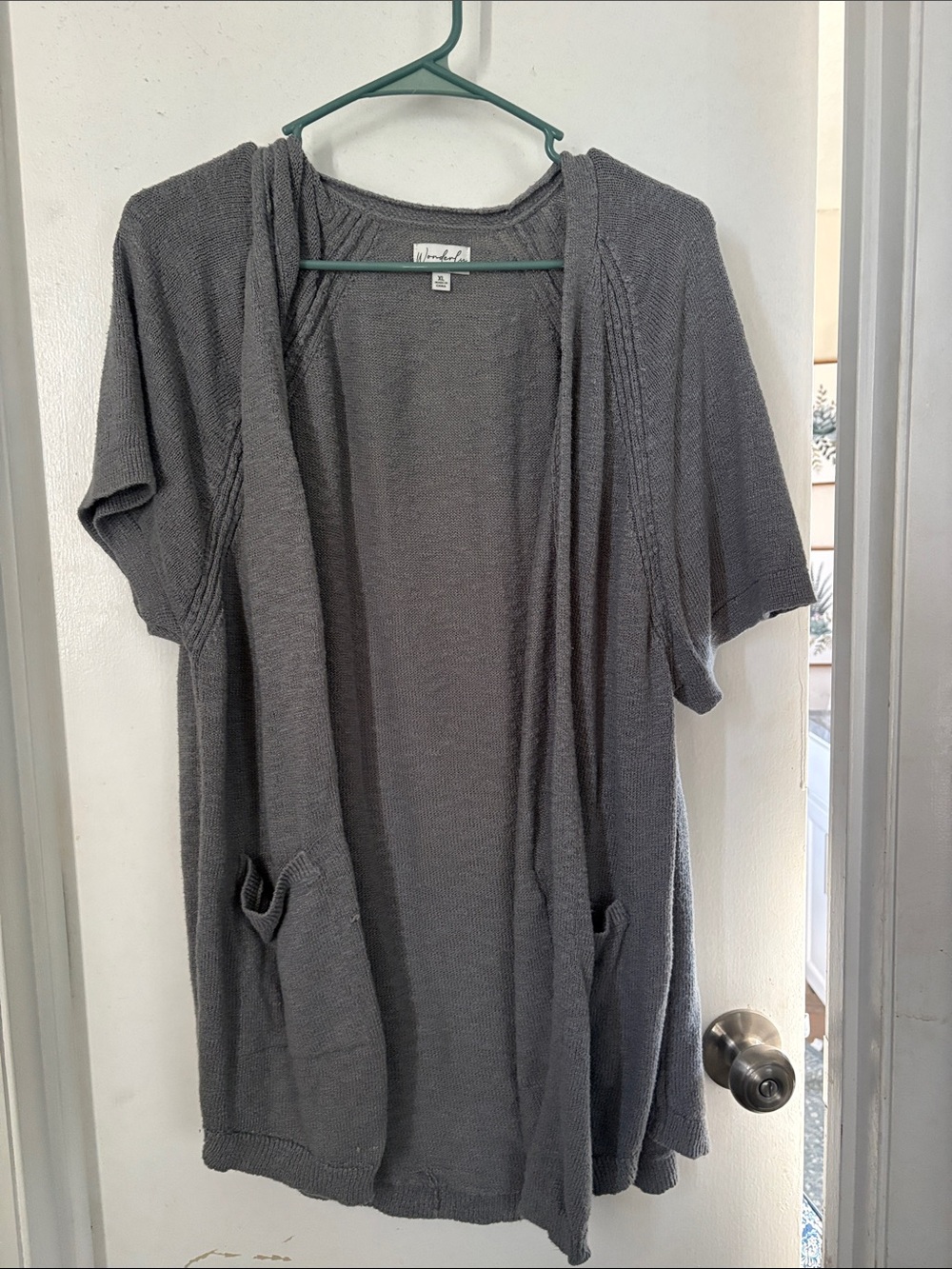 Wonderly Gray Open-Front Short-Sleeve Cardigan